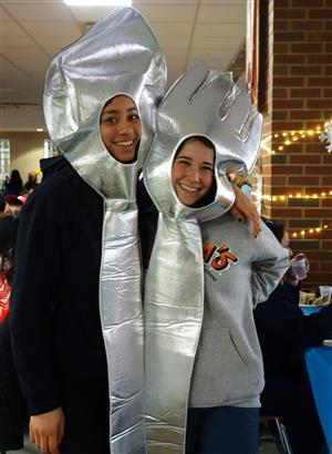 Students posing in costume 